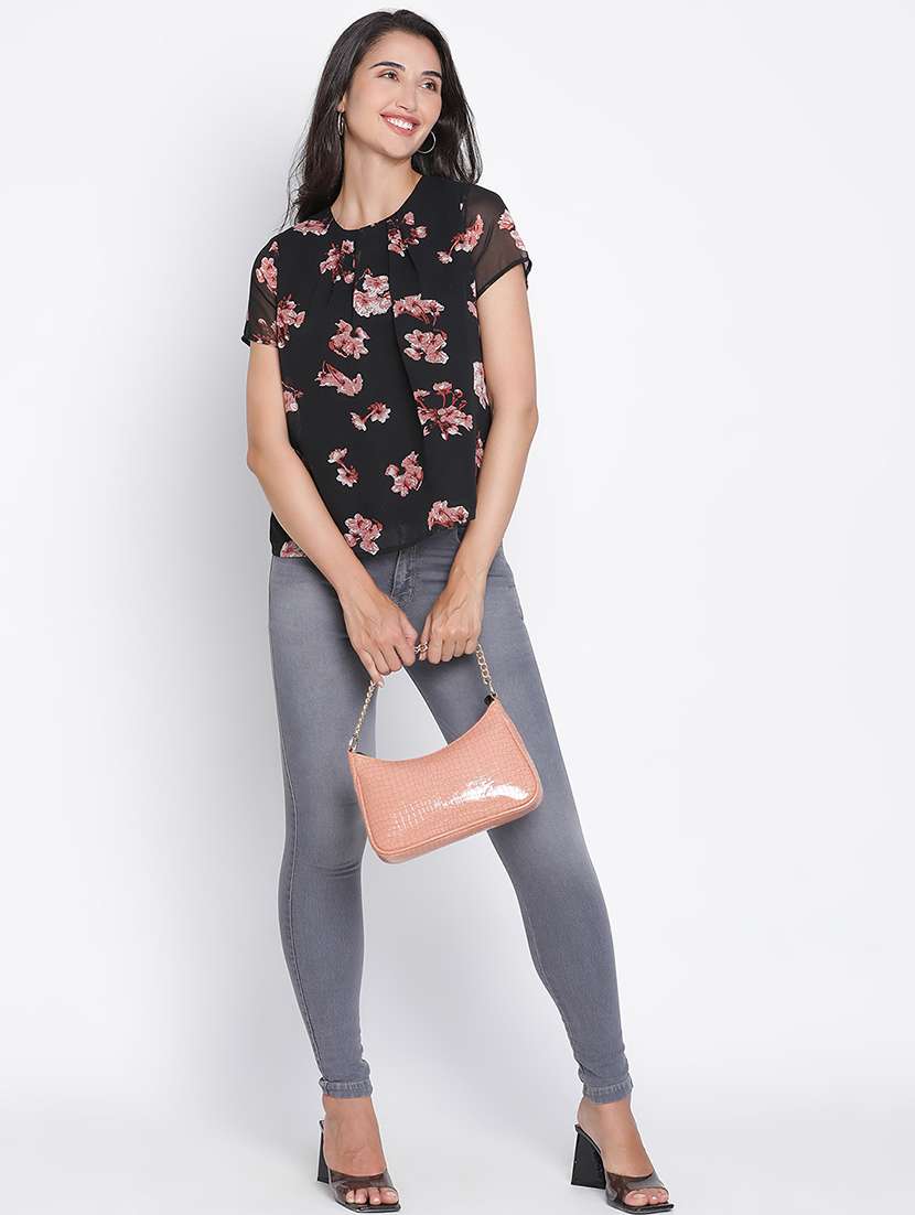 women black polyester a line top - 21399485 - Standard Image - 4
