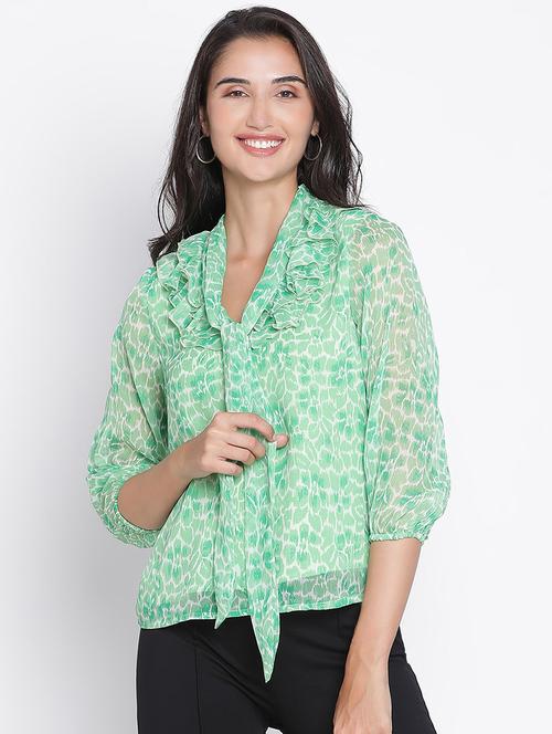 green printed regular top - 21399487 - Standard Image - 0