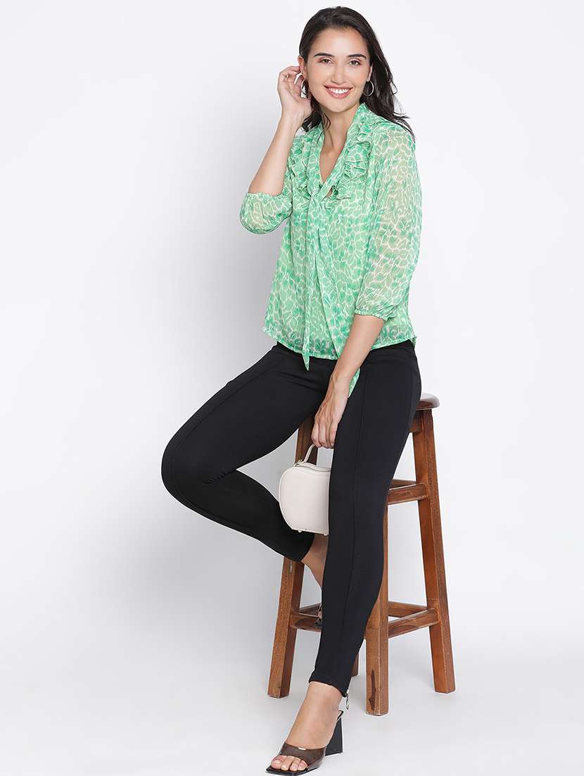 green printed regular top - 21399487 - Standard Image - 4