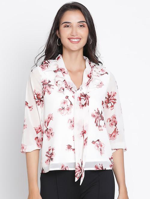 women white polyester regular top - 21399488 - Standard Image - 0
