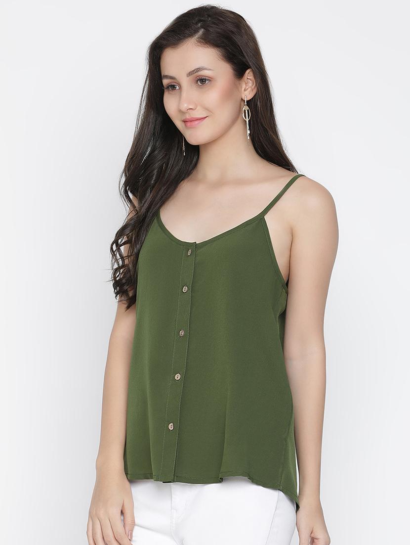 women green polyester regular top - 21399495 - Standard Image - 1