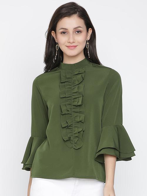 green solid regular top - 21399496 - Standard Image - 0