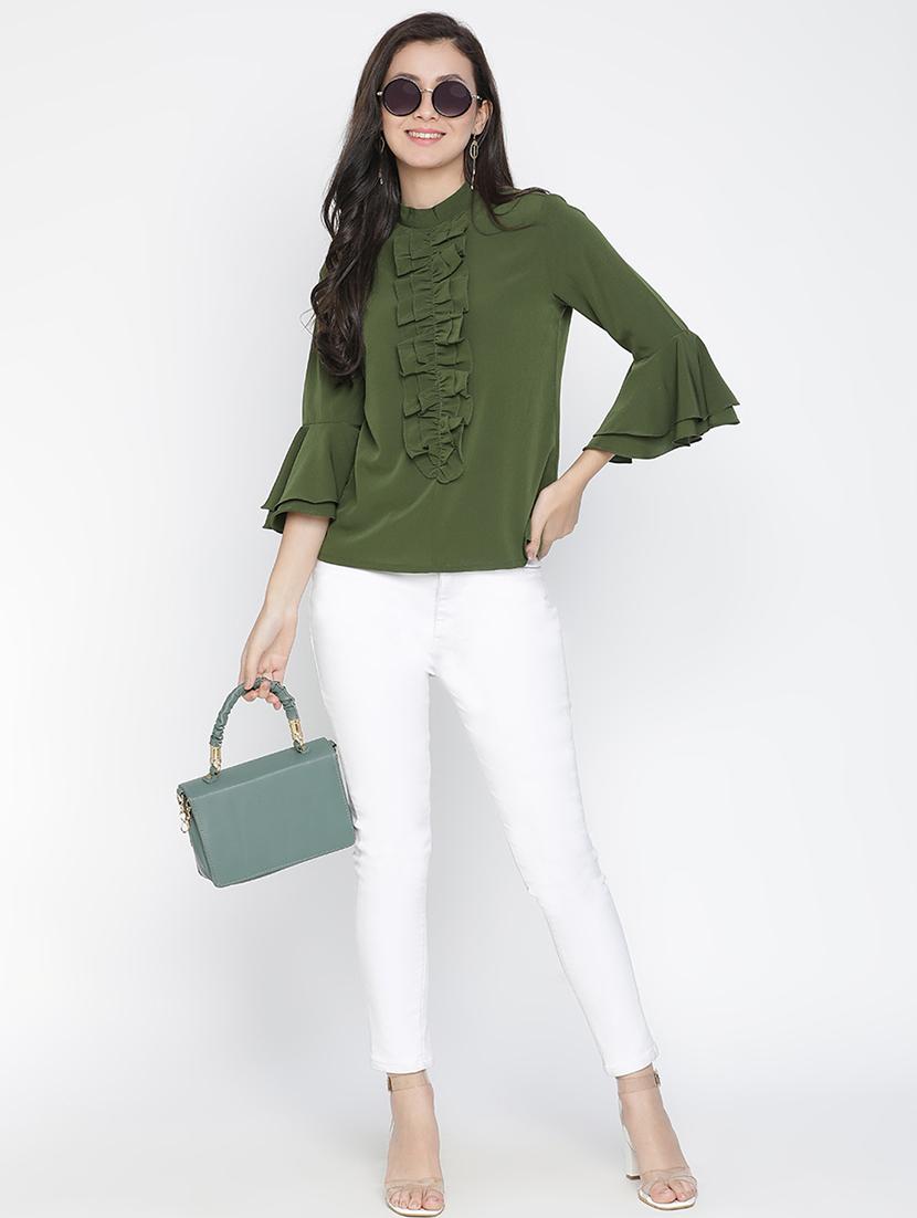 green solid regular top - 21399496 - Standard Image - 4