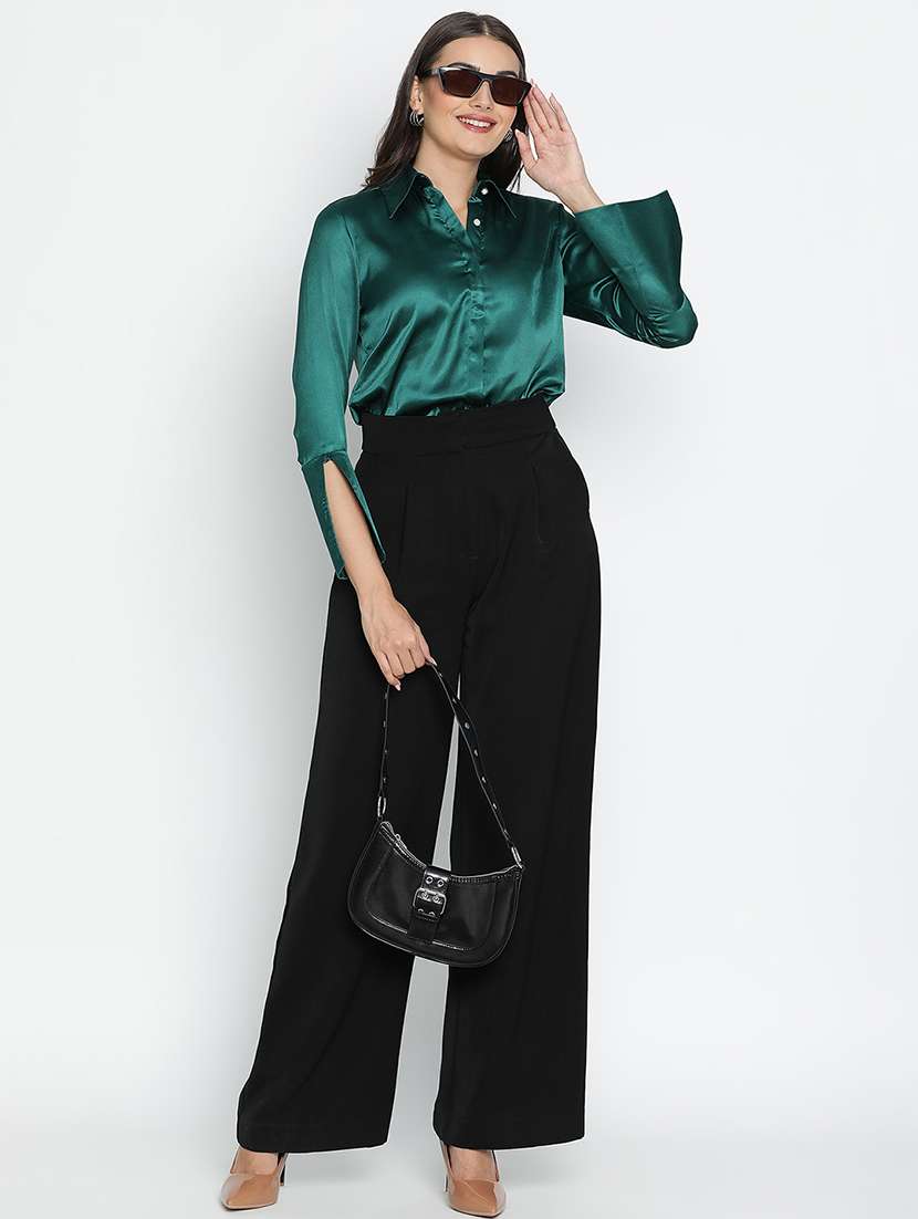 women green polyester regular shirt - 21399501 - Standard Image - 4