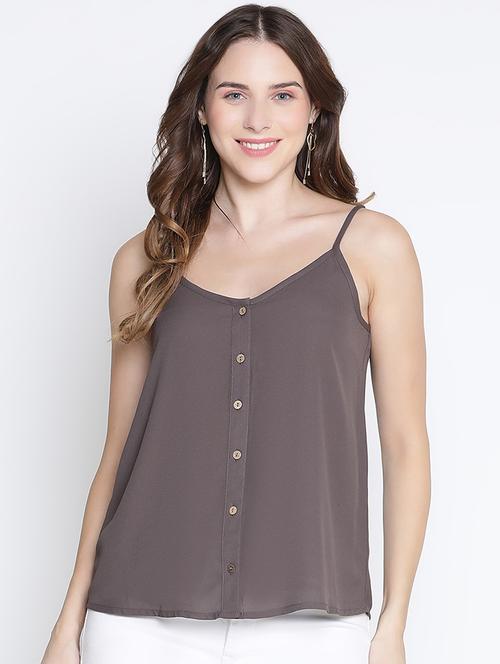 brown solid regular top - 21399502 -  Standard Image - 0