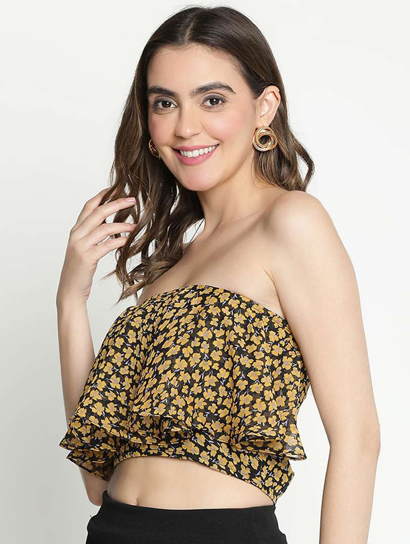 black floral printed crop top - 21399508 -  Standard Image - 1