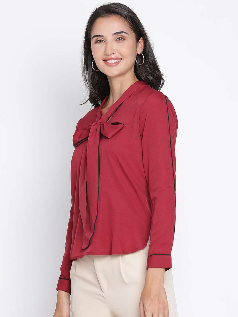 women maroon polyester regular top - 21399510 -  Standard Image - 1