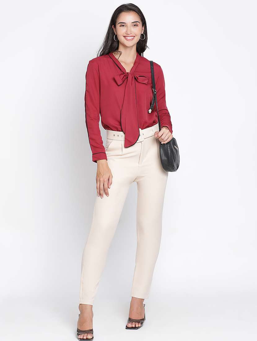women maroon polyester regular top - 21399510 - Standard Image - 4