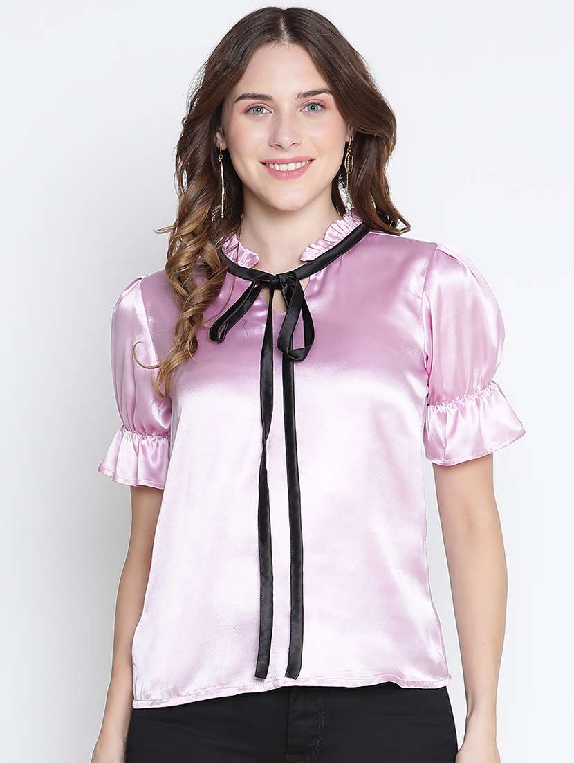 women pink polyester regular top