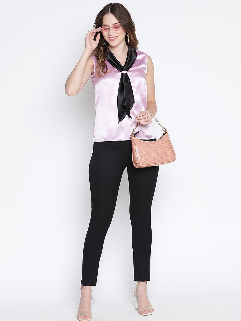 women pink polyester regular top - 21399516 - Standard Image - 4