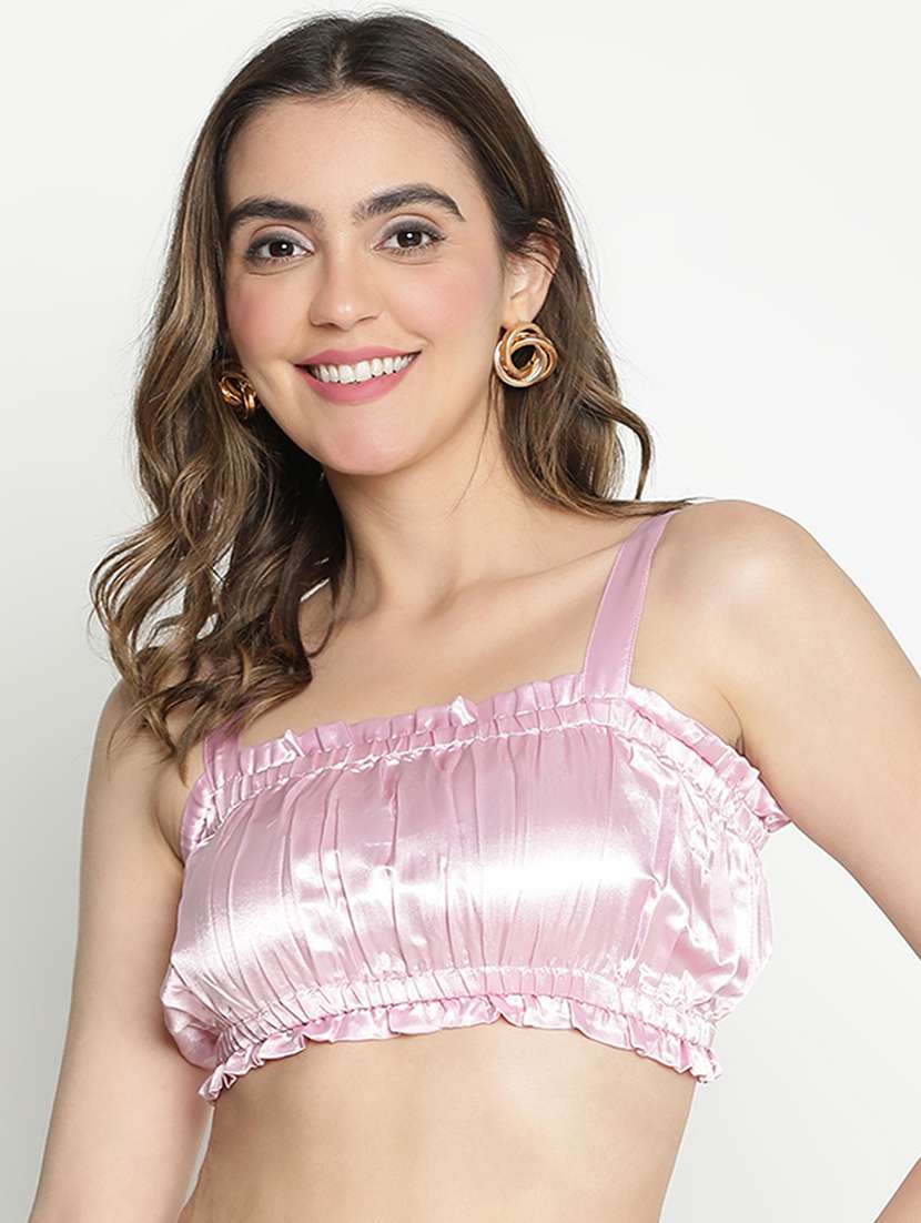 pink solid crop top