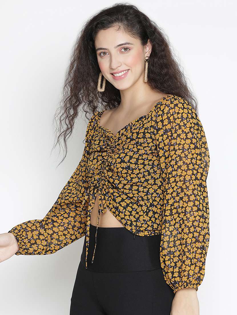 black floral printed crop top - 21399526 - Standard Image - 1