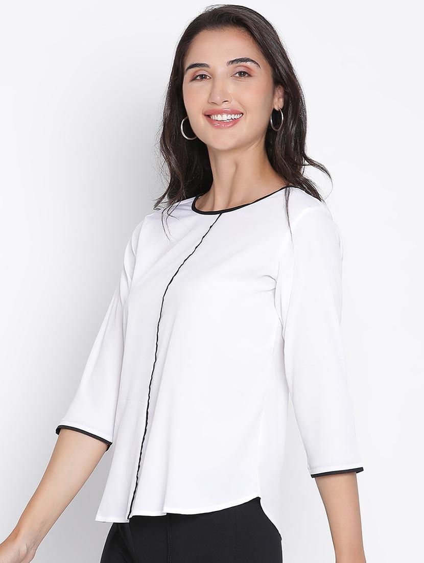 white solid regular top - 21399543 -  Standard Image - 1
