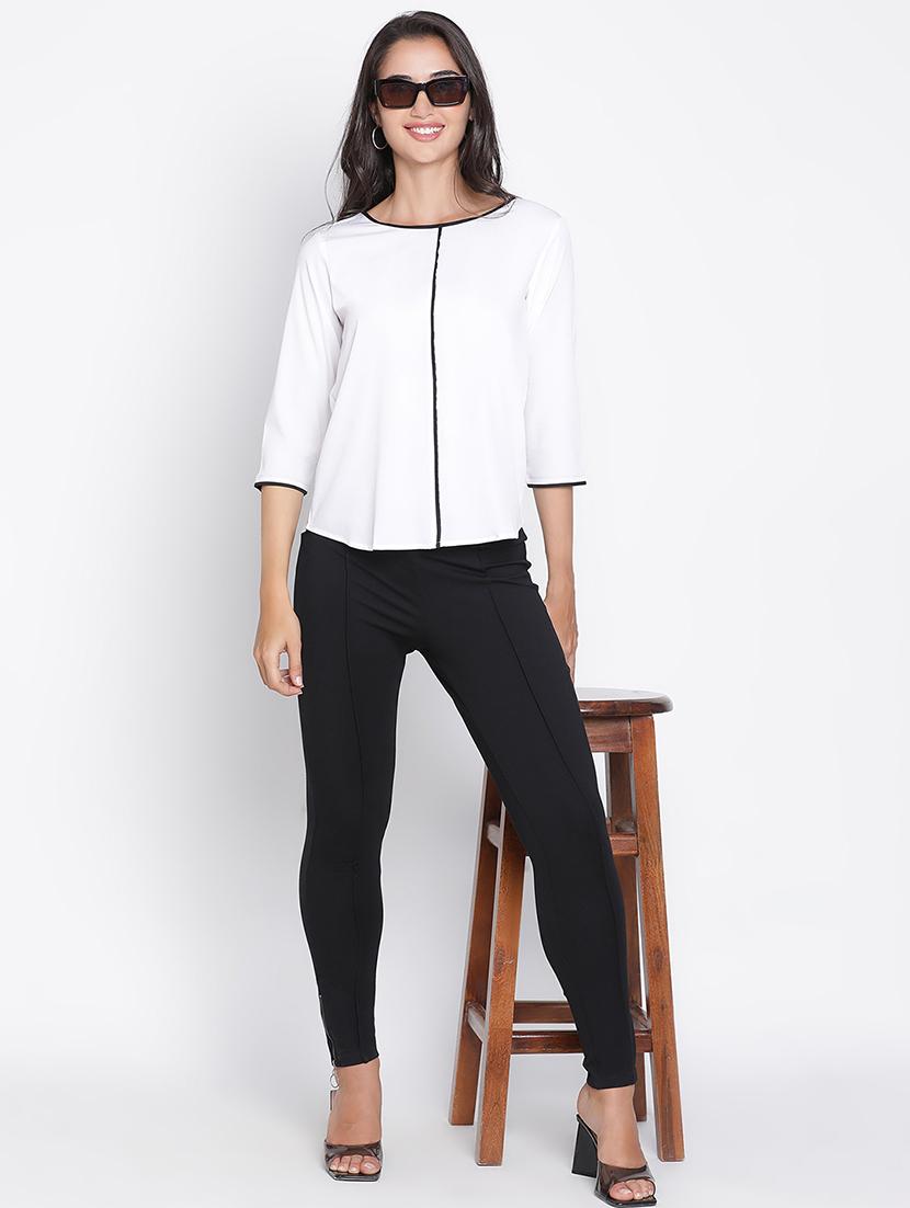white solid regular top - 21399543 - Standard Image - 4
