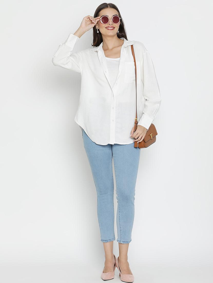 women white polyester boxy shirt - 21399547 - Standard Image - 4
