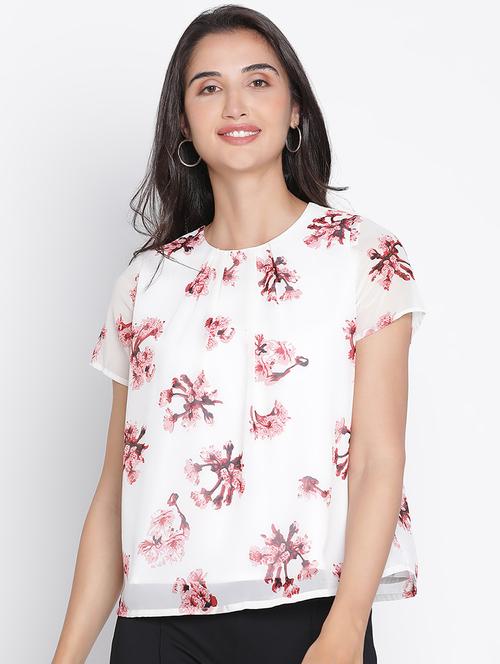 white floral printed regular top - 21399548 - Standard Image - 0