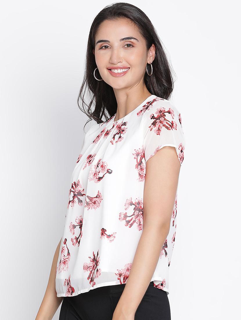 white floral printed regular top - 21399548 -  Standard Image - 1