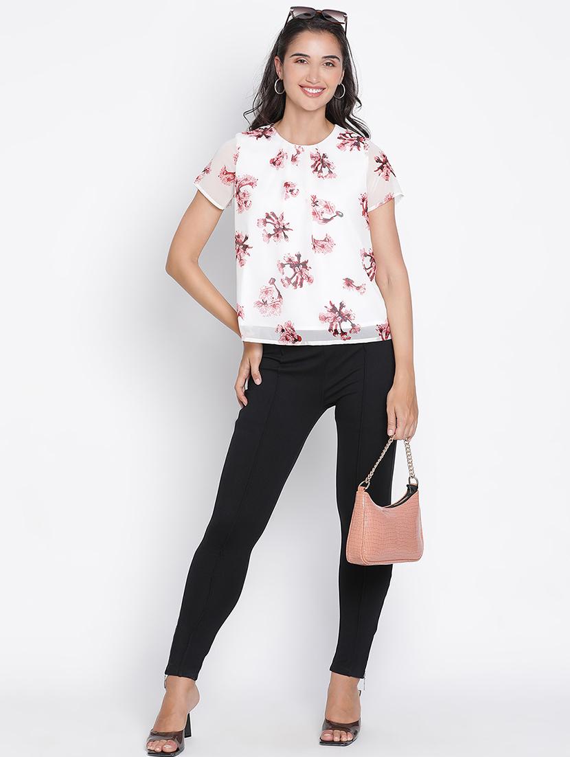 white floral printed regular top - 21399548 - Standard Image - 4