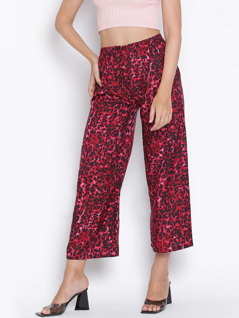 women red polyester wide leg trouser - 21399550 -  Standard Image - 1