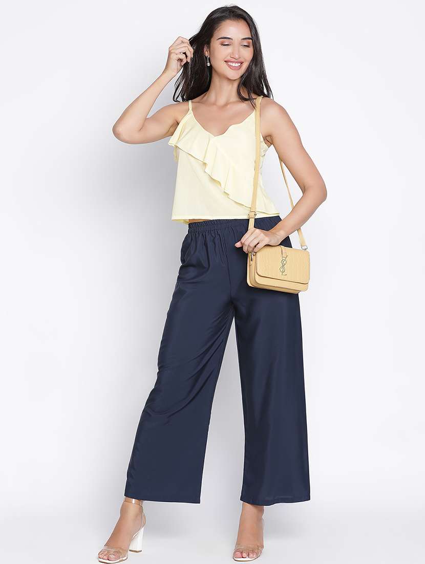 women mid-rise solid wide leg trouser - 21399552 -  Standard Image - 4