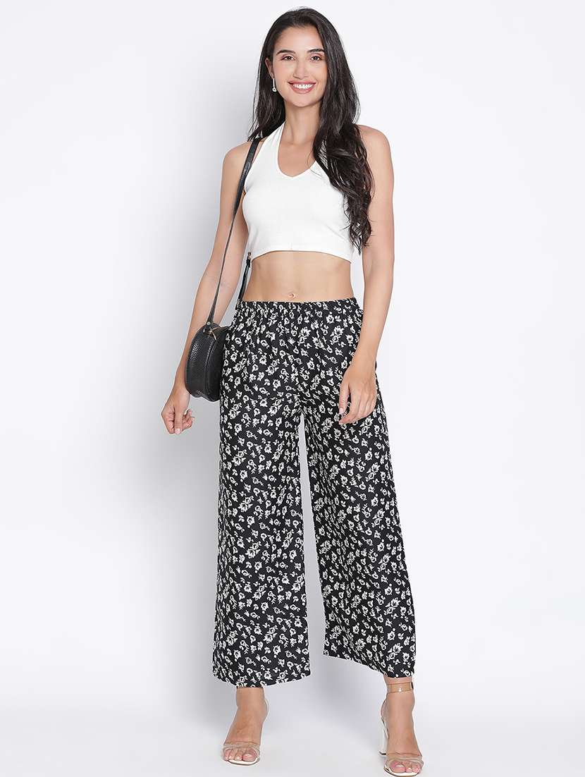 women black polyester wide leg trouser - 21399556 -  Standard Image - 4