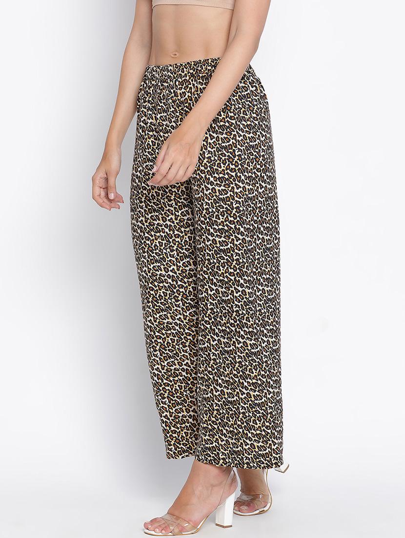women beige polyester wide leg trouser - 21399557 - Standard Image - 1