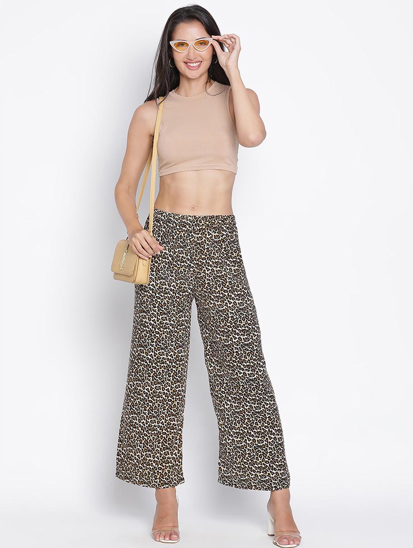 women beige polyester wide leg trouser - 21399557 - Standard Image - 4