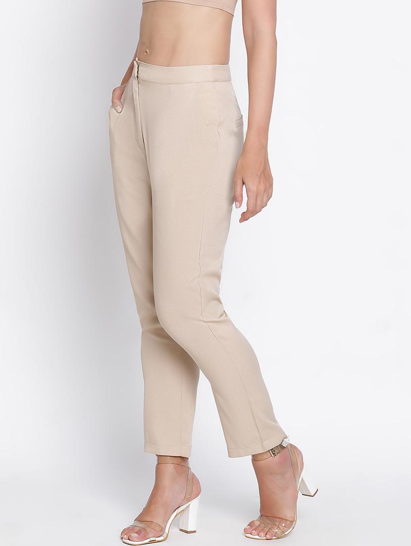 women beige polyester tailored trouser - 21399560 - Standard Image - 1