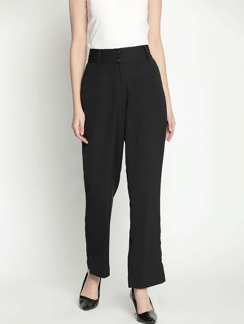 women mid-rise solid tailored pants