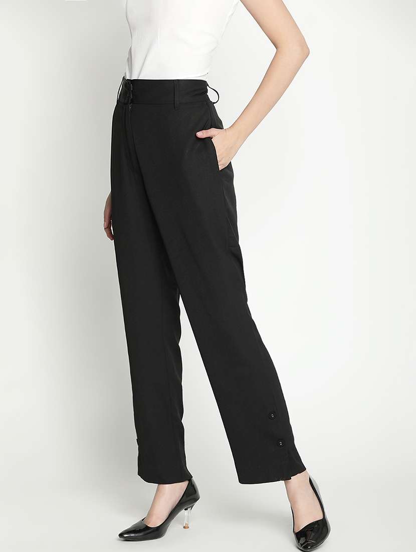 women mid-rise solid tailored pants - 21399562 -  Standard Image - 1