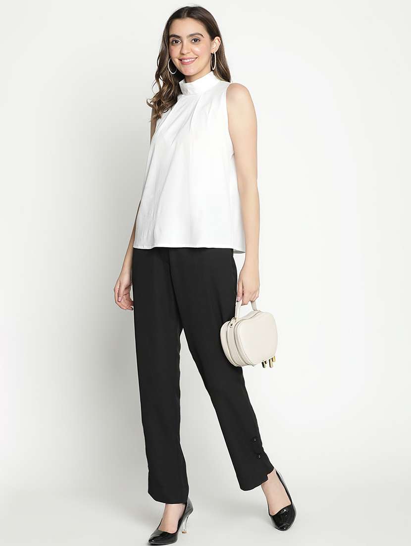 women mid-rise solid tailored pants - 21399562 - Standard Image - 4