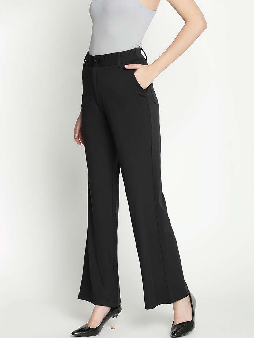 women black polyester bootcut trouser - 21399563 - Standard Image - 1