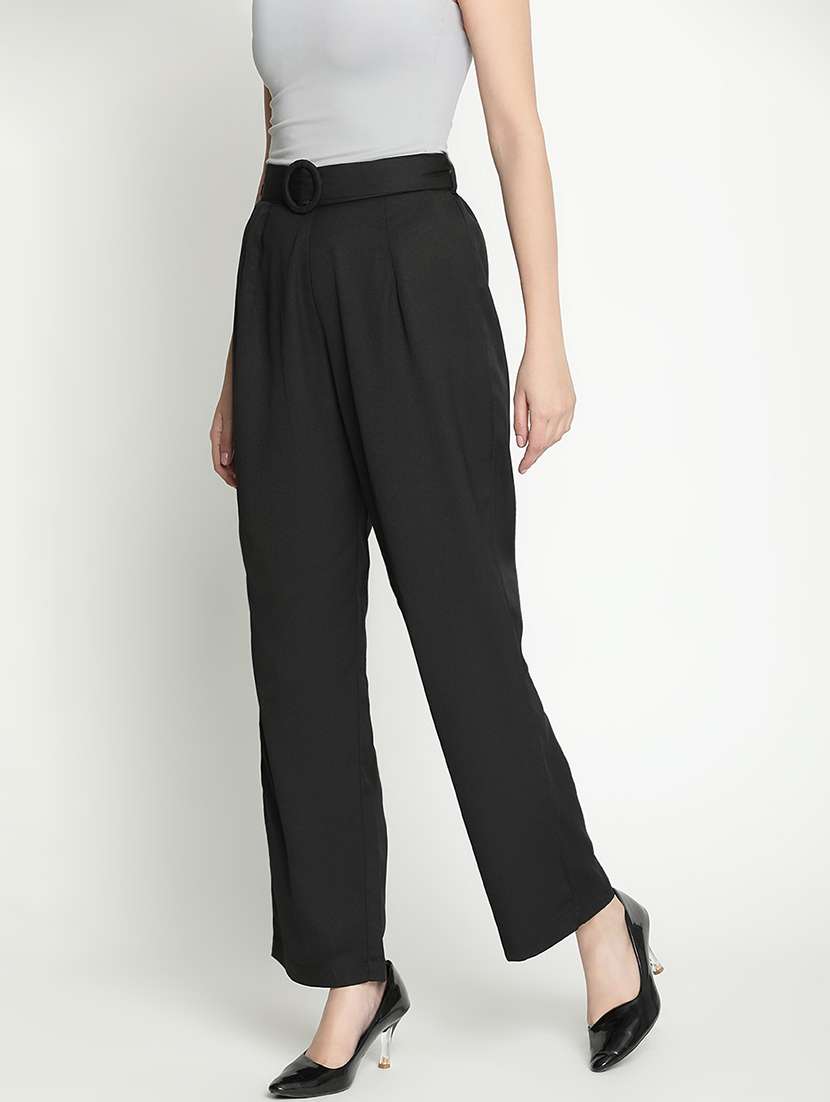 women black polyester wide leg trouser - 21399564 -  Standard Image - 1