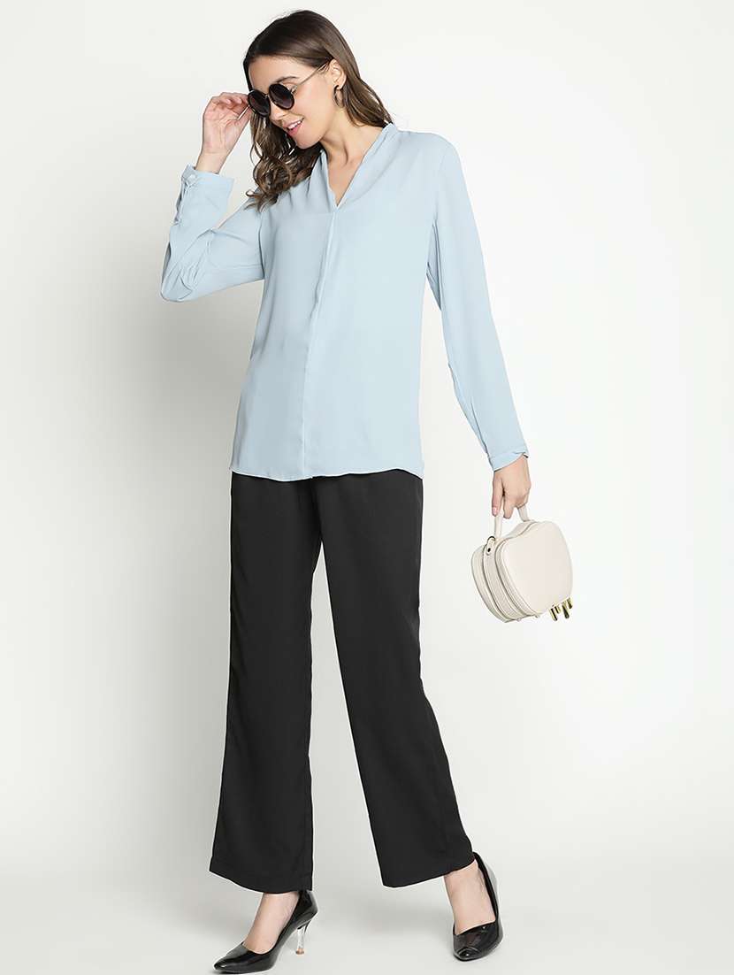 women black polyester wide leg trouser - 21399564 -  Standard Image - 4