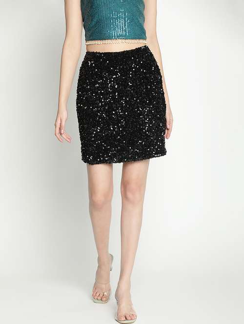 women black polyester bodycon skirt