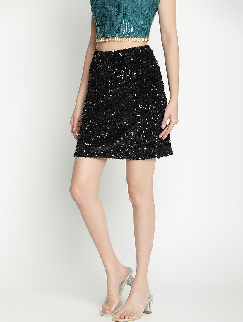 women black polyester bodycon skirt - 21399589 - Standard Image - 1