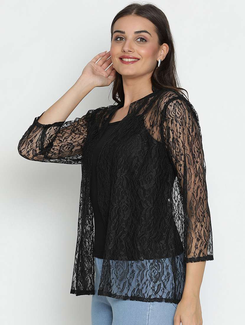 women black polyester regular shrug - 21399603 -  Standard Image - 1