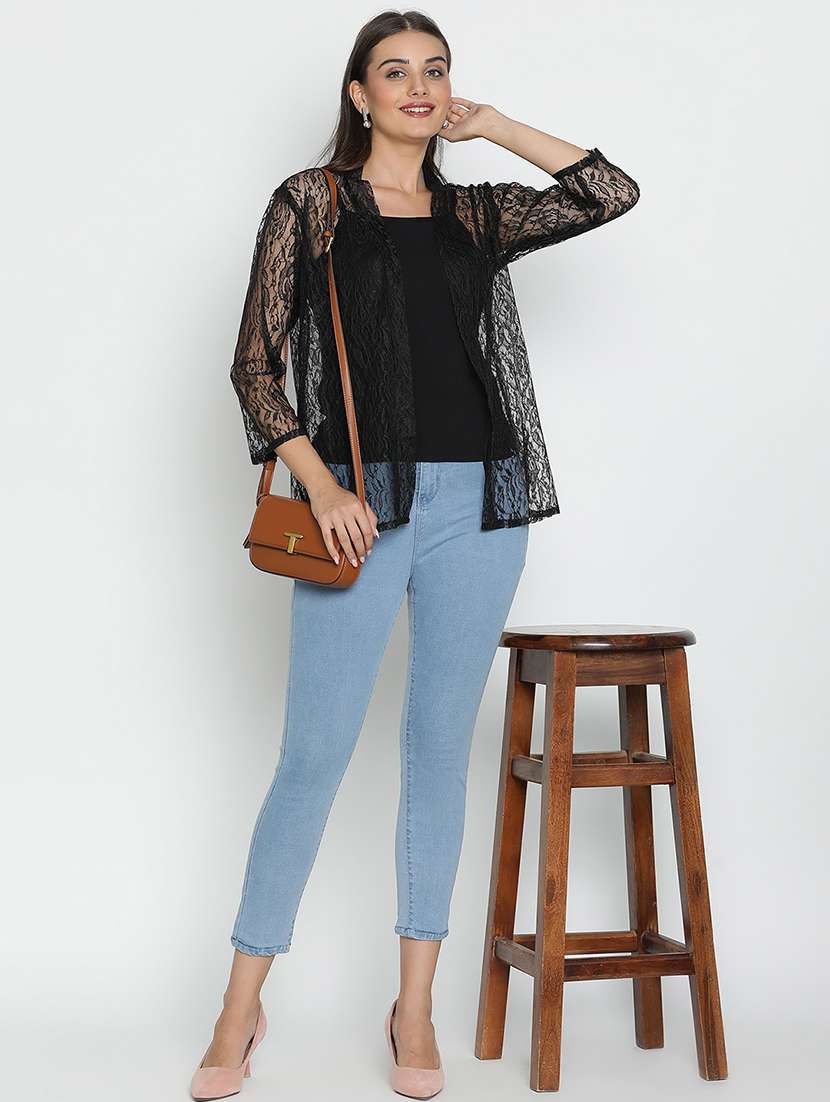 women black polyester regular shrug - 21399603 -  Standard Image - 4