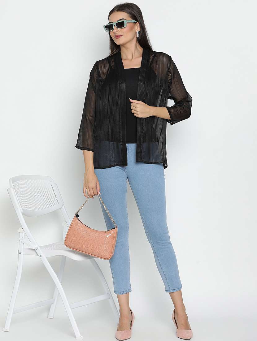 women black polyester regular shrug - 21399604 -  Standard Image - 4