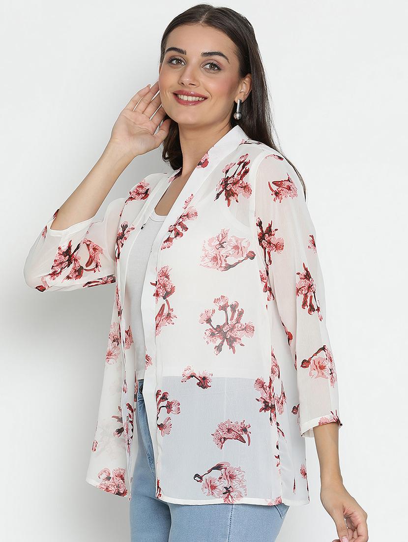 women white polyester regular shrug - 21399605 -  Standard Image - 1