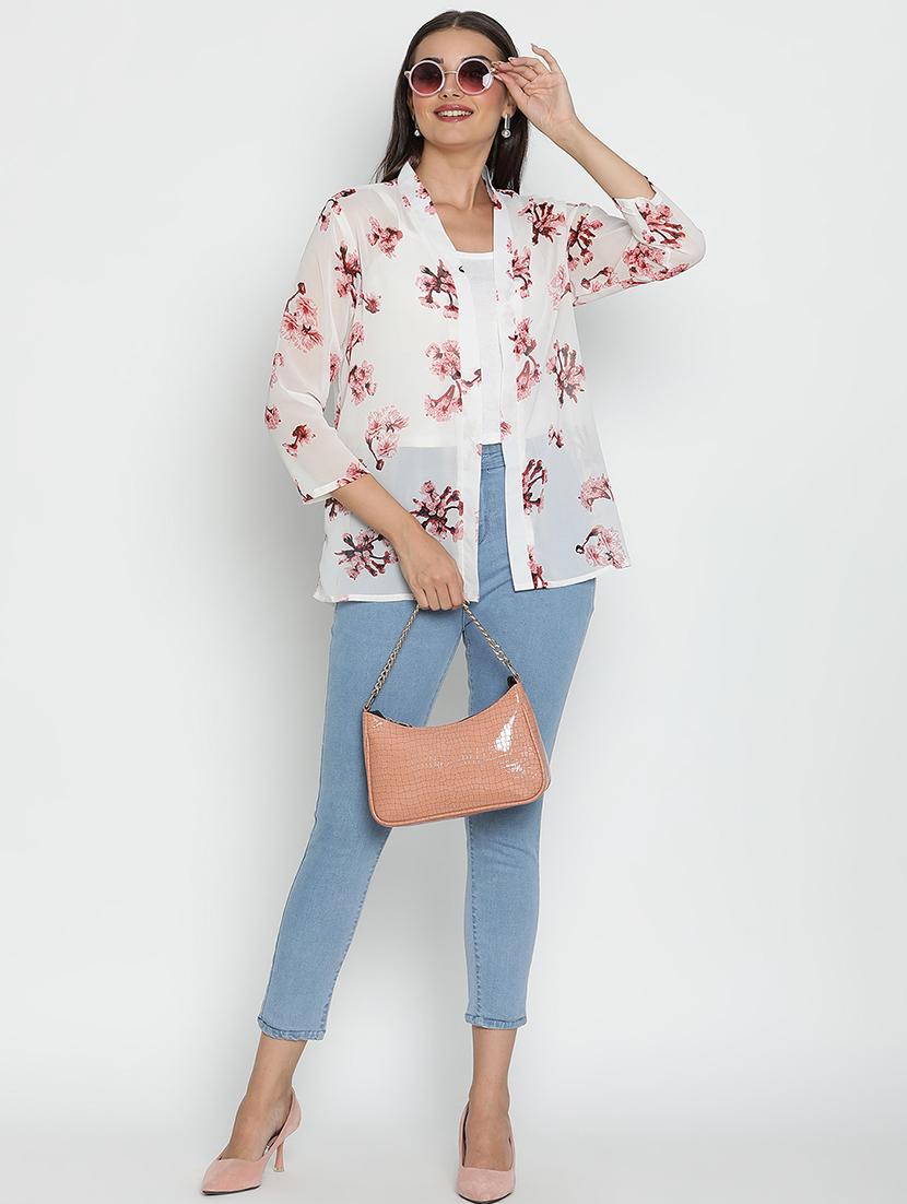 women white polyester regular shrug - 21399605 - Standard Image - 4