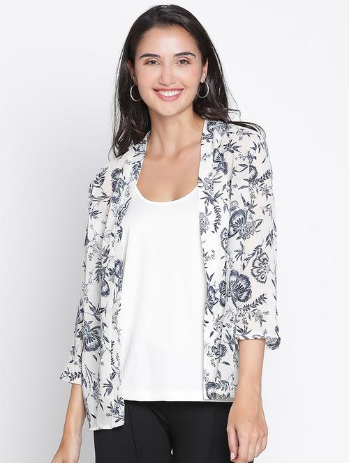 white printed regular shrug - 21399607 - Standard Image - 0