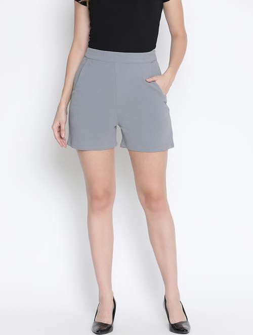 women grey polyester tailored short - 21399610 -  Standard Image - 0