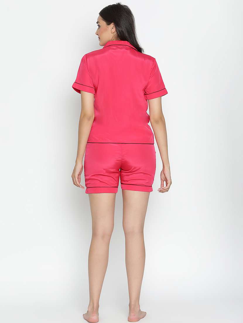 women pink polyester top and shorts set - 21399620 - Standard Image - 4