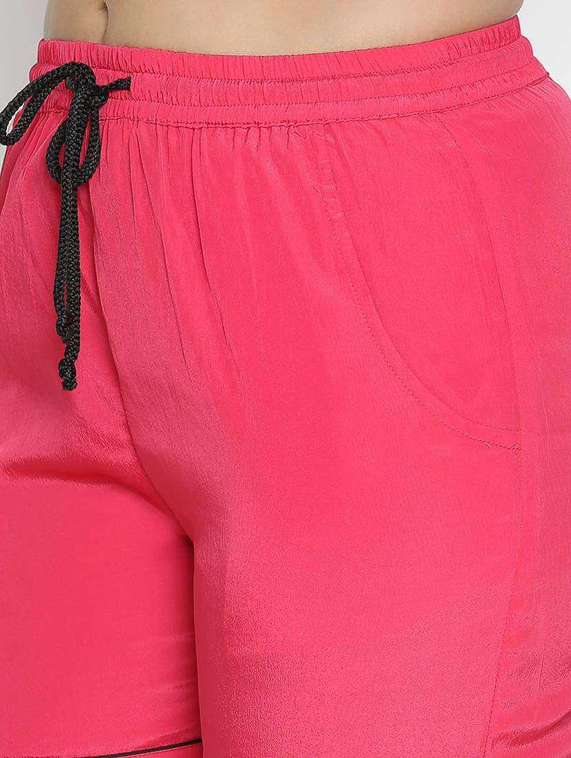 women pink polyester top and shorts set - 21399620 - Standard Image - 6