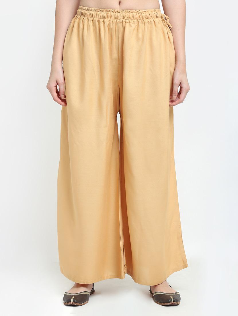 women beige rayon pocket palazzo - 21399627 -  Zoom Image - 0