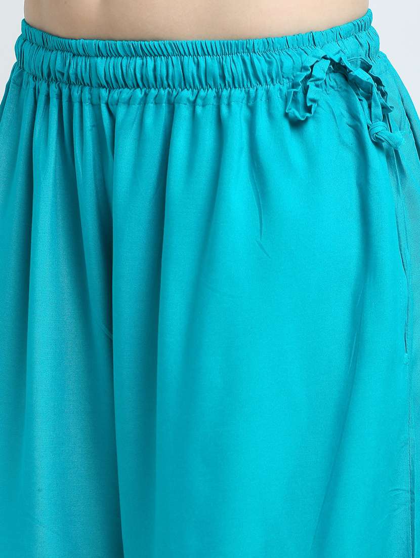 women turquoise rayon pocket palazzo - 21399628 - Standard Image - 4