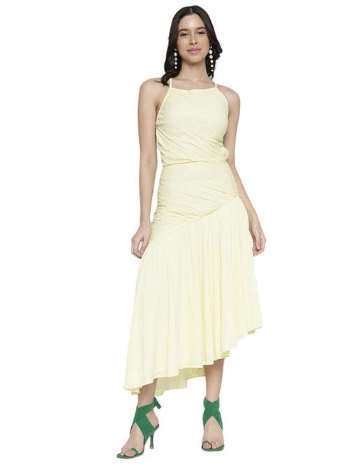 women yellow polyester fit & flare dress - 21399749 - Standard Image - 0