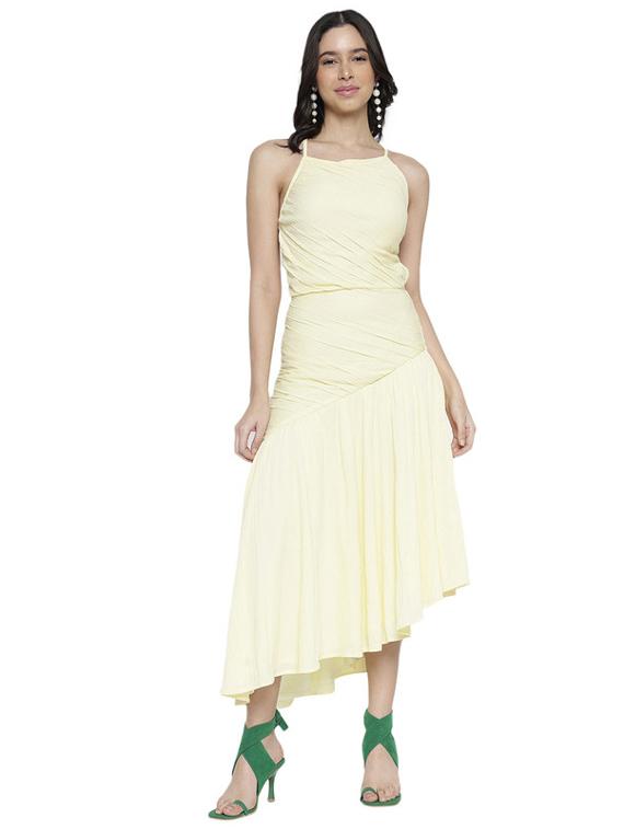women yellow polyester fit & flare dress - 21399749 - Zoom Image - 0