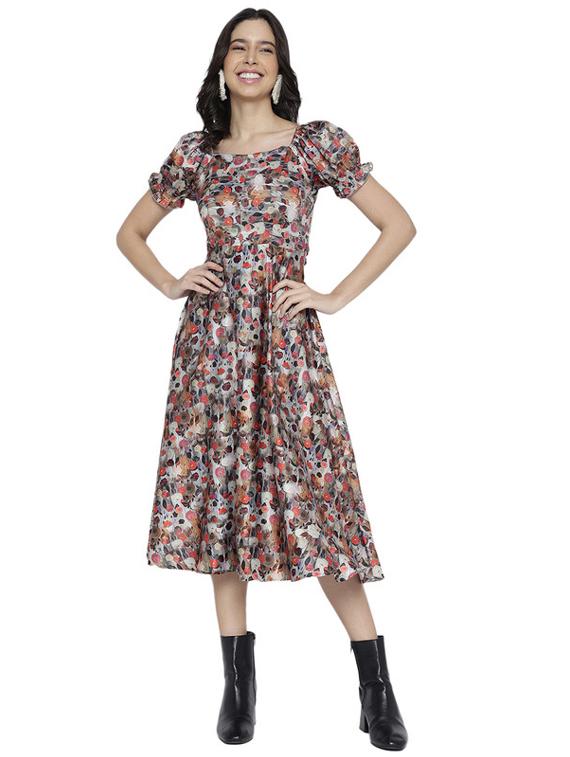 women grey polyester fit & flare dress - 21399750 - Zoom Image - 0